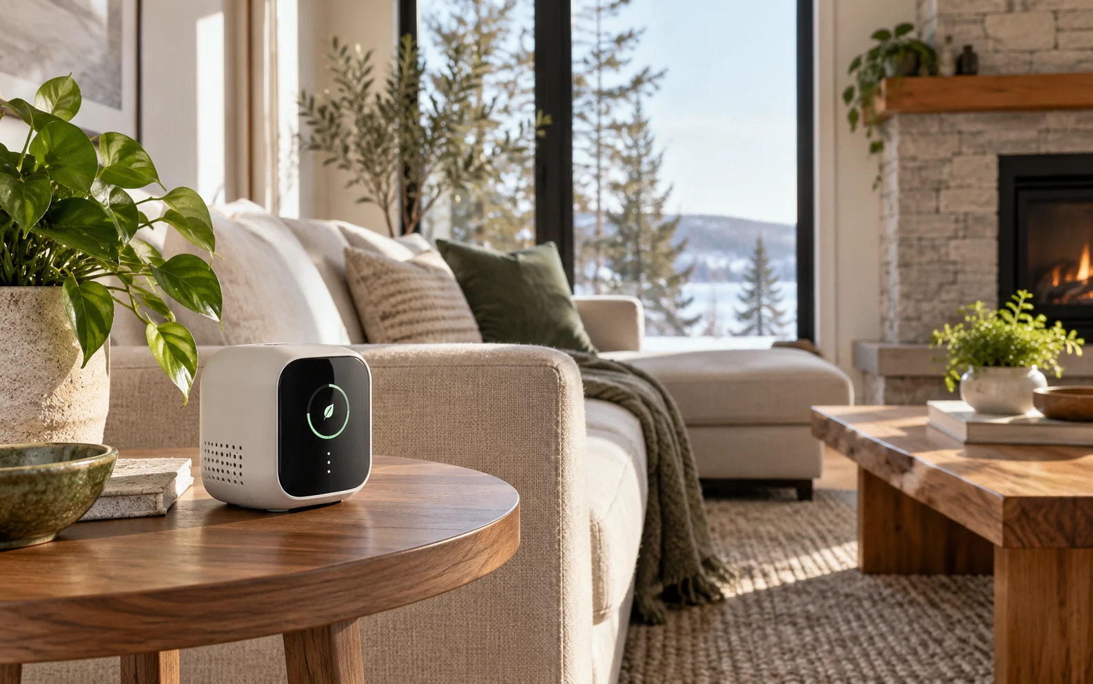 Moniteur de qualité de l’air dans un salon résidentiel